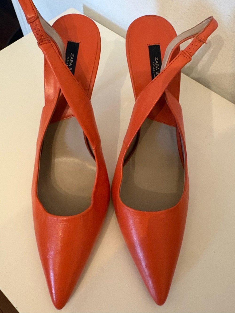 Zara Orange Pointed Slingback Pumps - Picture 2 of 5